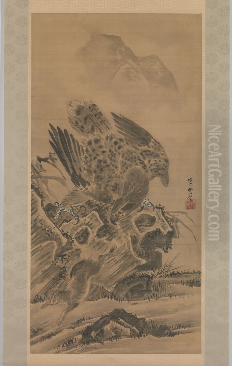 tuwo zhuiu jiu tu Oil Painting by Kawanabe Kyosai