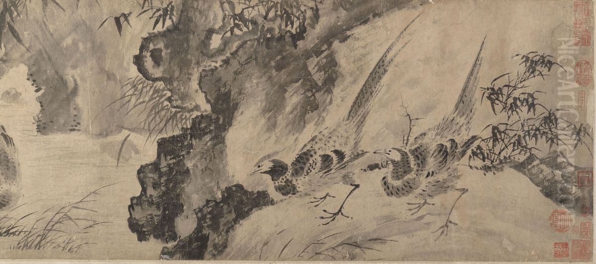 Marsh Scene with Birds Oil Painting by Shen Zhou