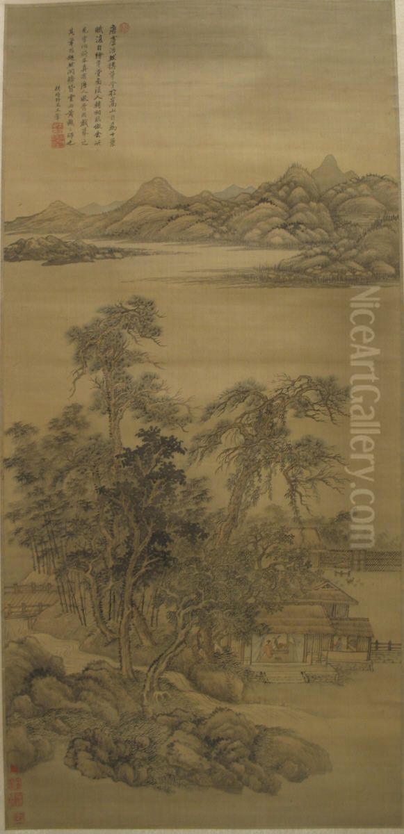 Landscape in the Style of Li Gonglin Oil Painting by Wang Hui