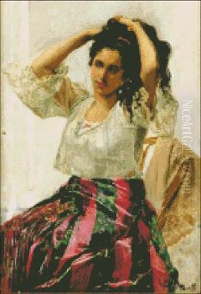 Una Mestiza Oil Painting by Juan Luna