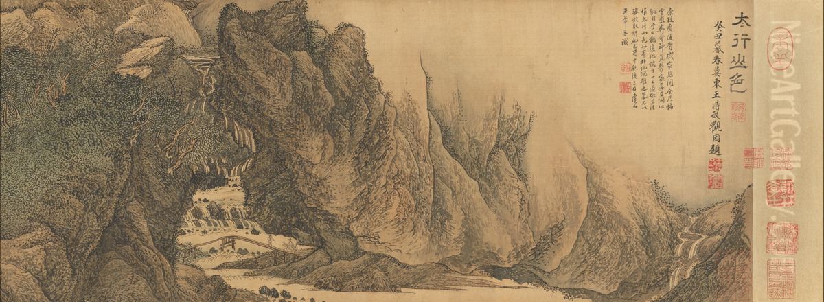 qing wang hui tai xing shan se tu juan juan ben Oil Painting by Wang Hui