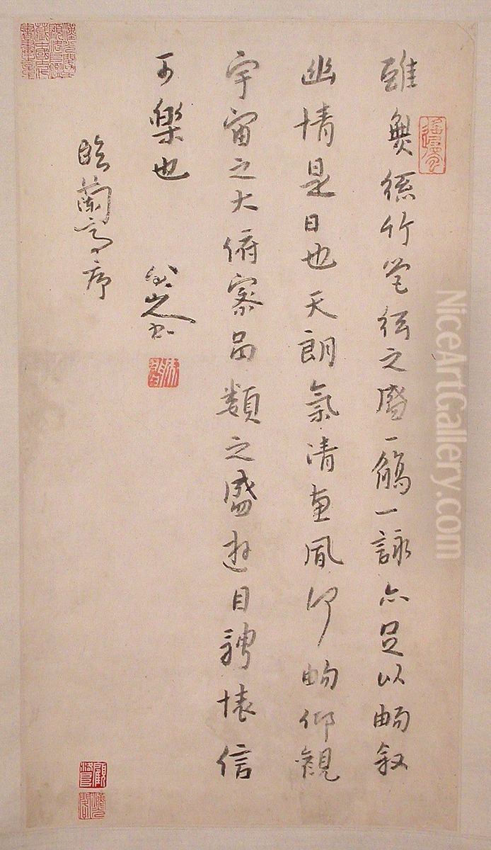 qing  zhu da (ba da shan ren)  fang wang xi zhi lan ting xu  zhou Oil Painting by Bada Shanren
