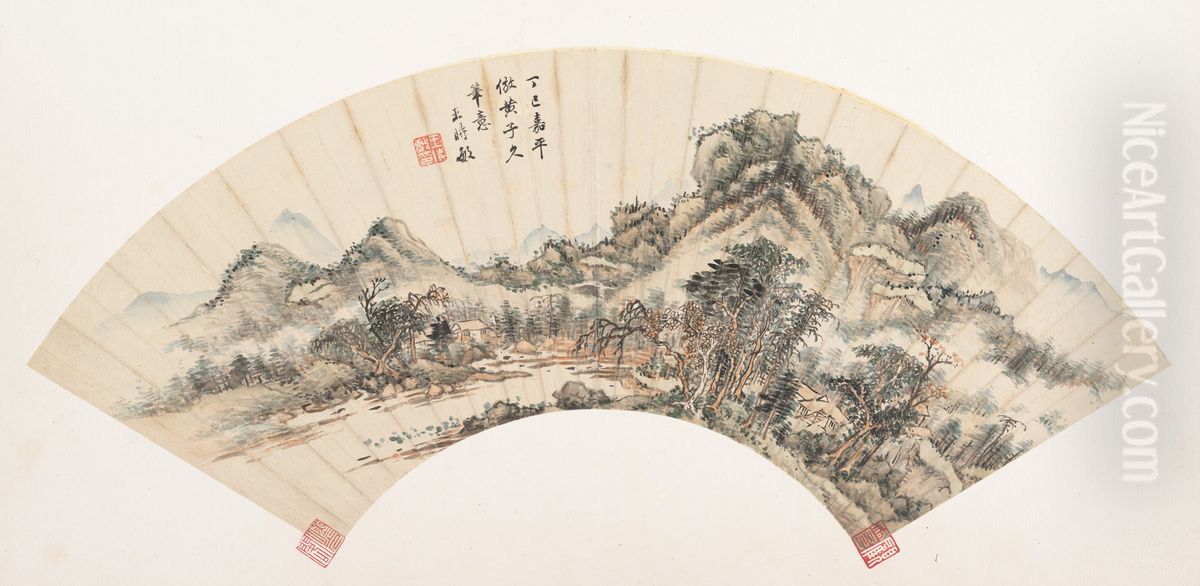 Landscape after Huang Gongwang Oil Painting by Wang Shimin