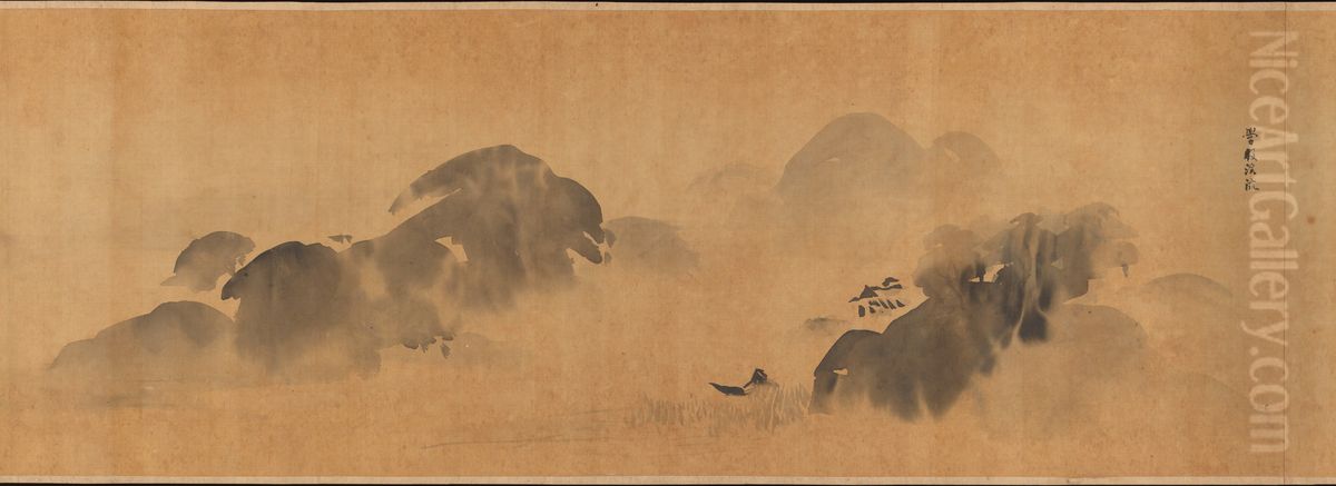 shou ye tan you bi 『hua yuan』 Oil Painting by Kano Tan'yu