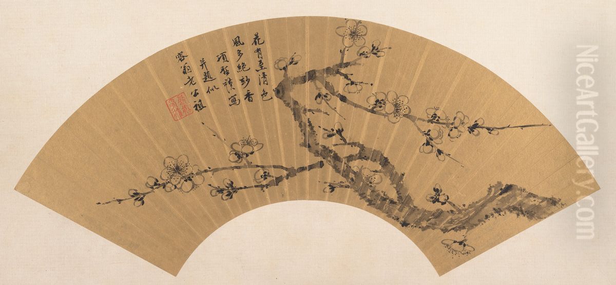 Branch of Blossoming Plum Oil Painting by Xiang Shengmo