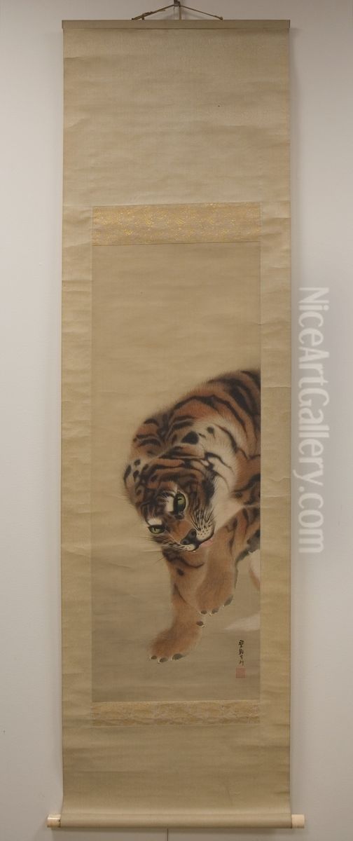 Tiger Oil Painting by Kishi Ganku