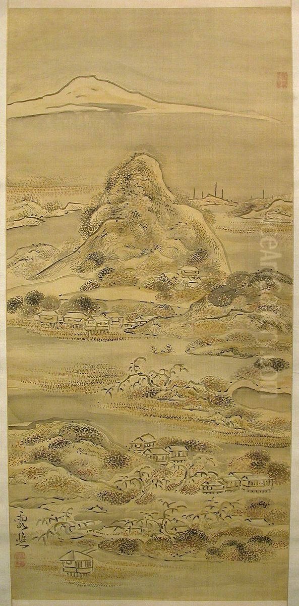 Landscapes in Summer and Winter Oil Painting by Ike no Taiga