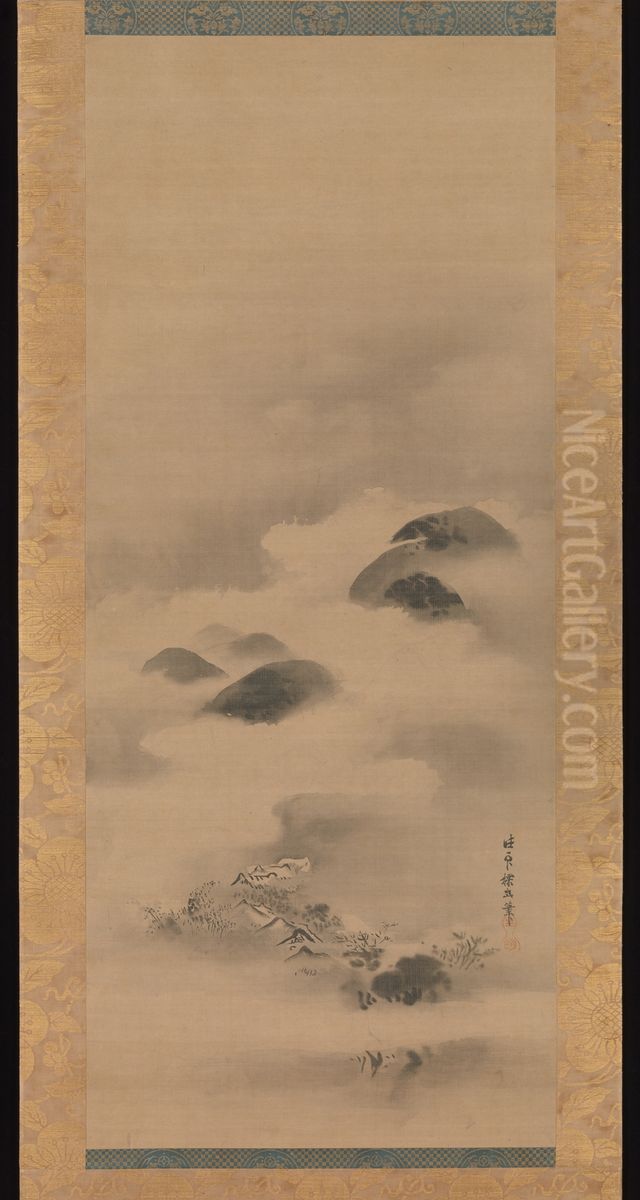 yue ye shan shui tu Oil Painting by Kano Tan'yu
