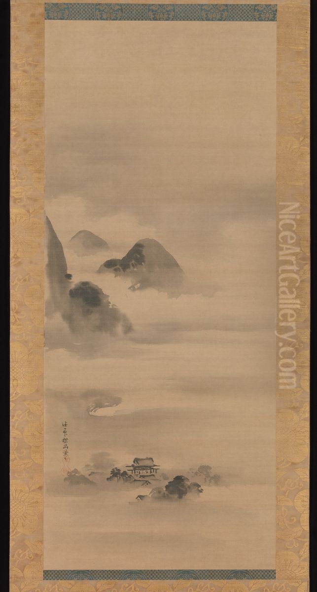 yue ye shan shui tu Oil Painting by Kano Tan'yu
