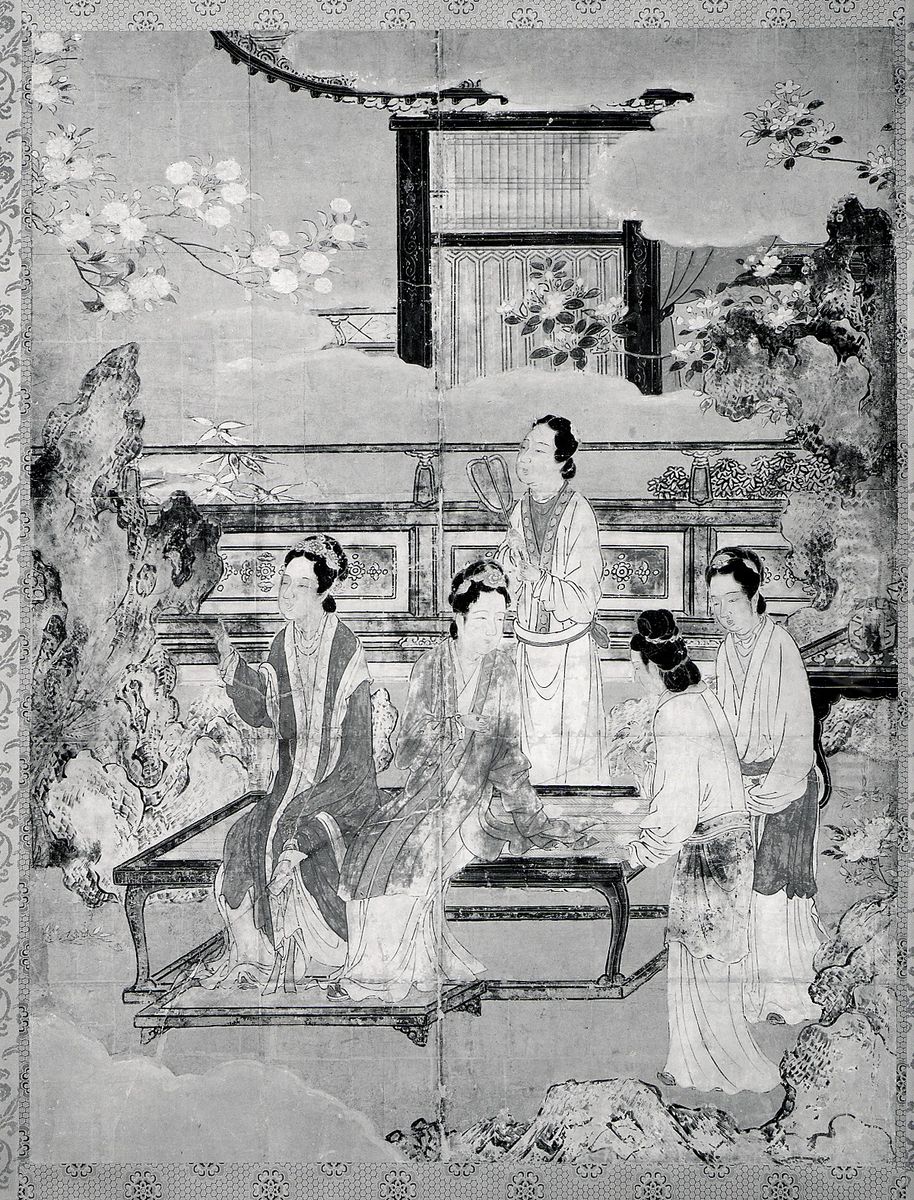 Women at Chinese Court Oil Painting by Kano Eitoku