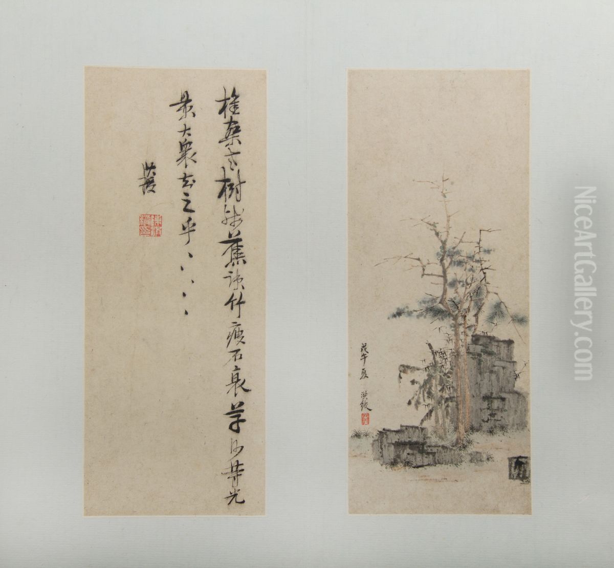 ming/qing  chen hong shou  shan shui ren wu hua hui tu  ce Oil Painting by Chen Hongshou