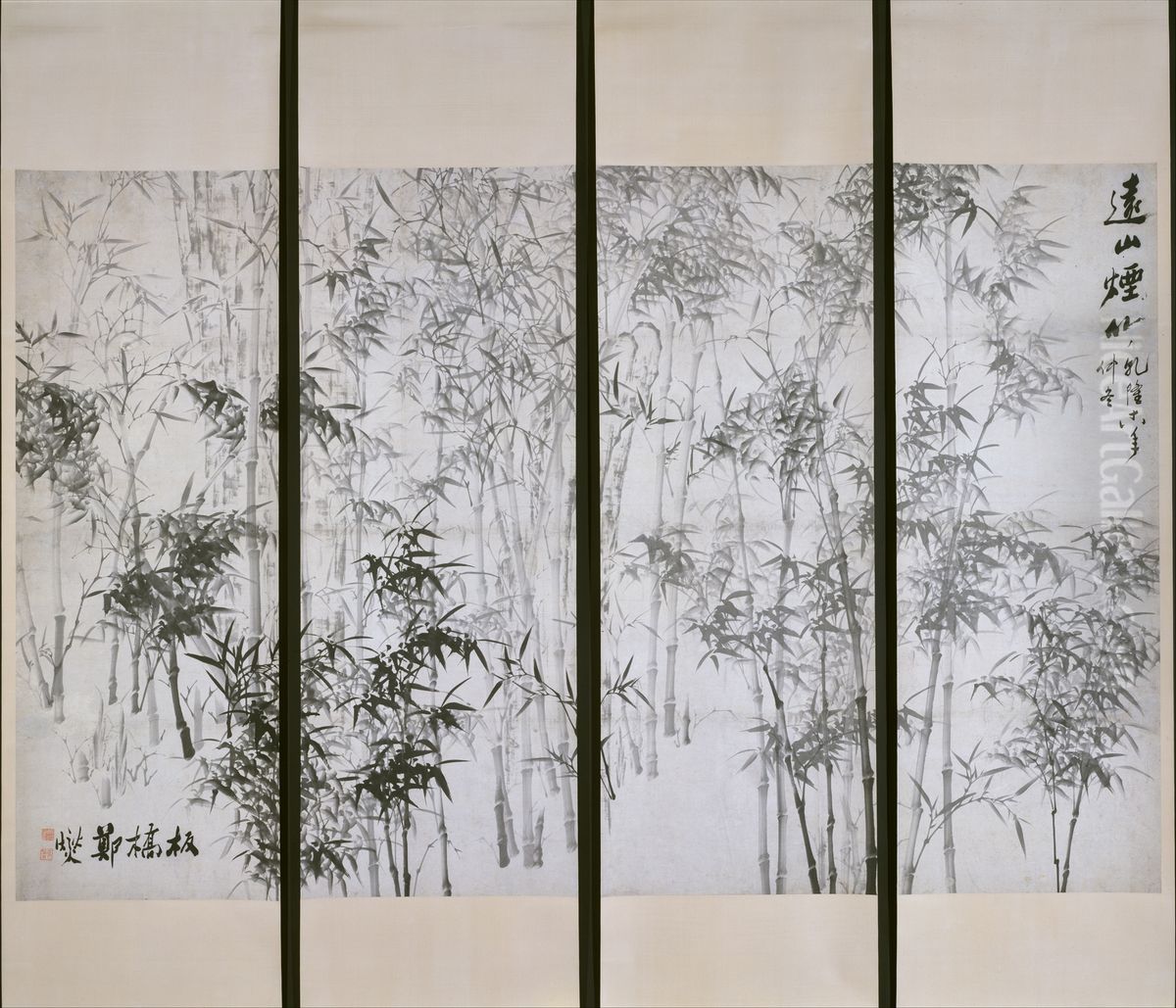 Misty Bamboo on a Distant Mountain Oil Painting by Zheng Xie
