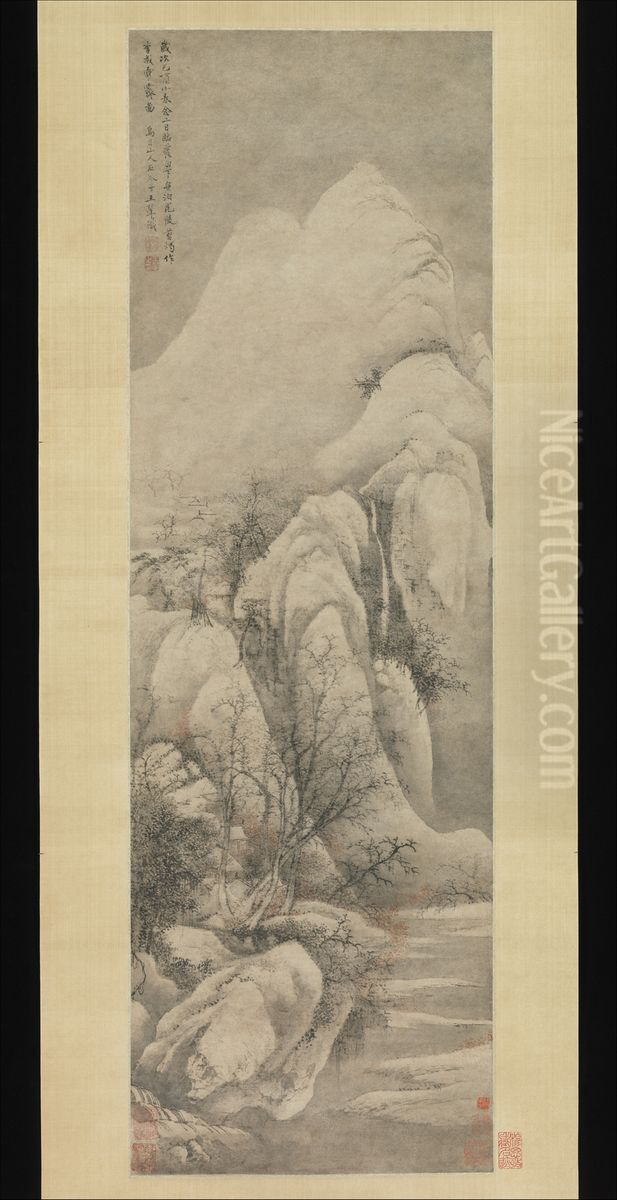 Landscape after Li Cheng Oil Painting by Wang Hui