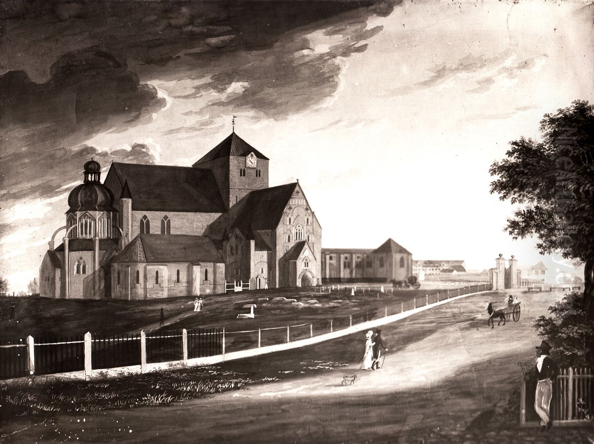 Nidaros Cathedral Oil Painting by Johannes Finne Rosenvinge
