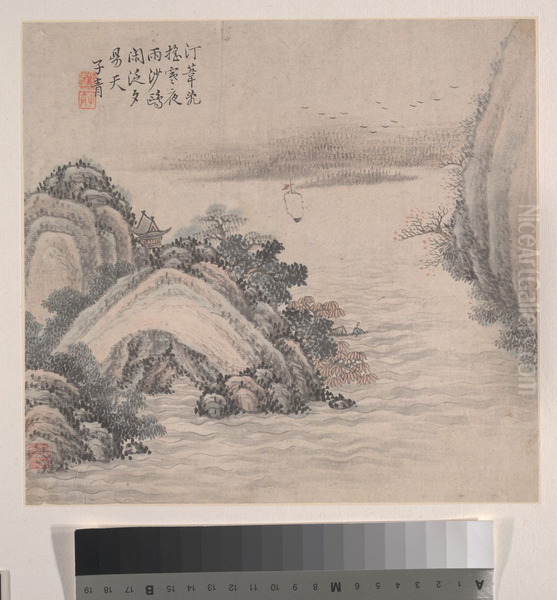 qing  zhang zhi wan  shan shui  ce ye shi er kai Oil Painting by Chang Chih-wan