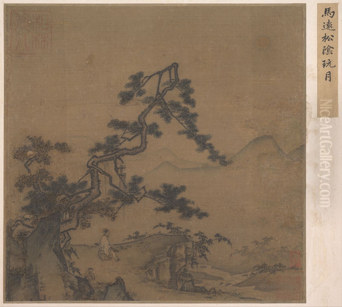 nan song  yi ming  fang ma yuan  song yin wan yue tu  ce ye Oil Painting by Ma Yuan