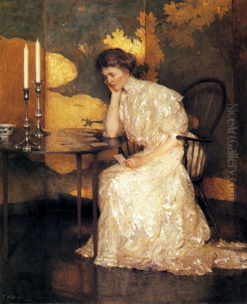 Girl Playing Solitaire Oil Painting by Frank Weston Benson