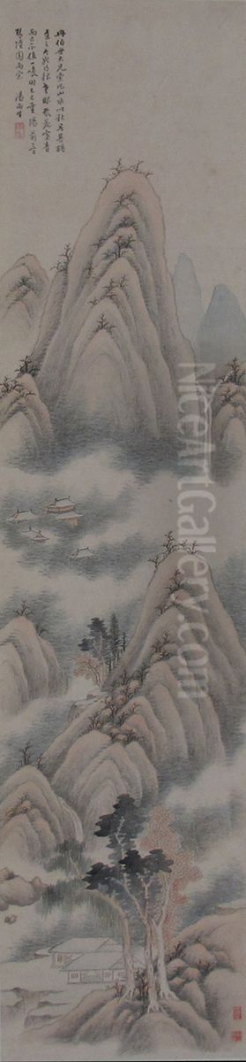 qing  tang yi fen  shan shui  zhou Oil Painting by Tang Yifen
