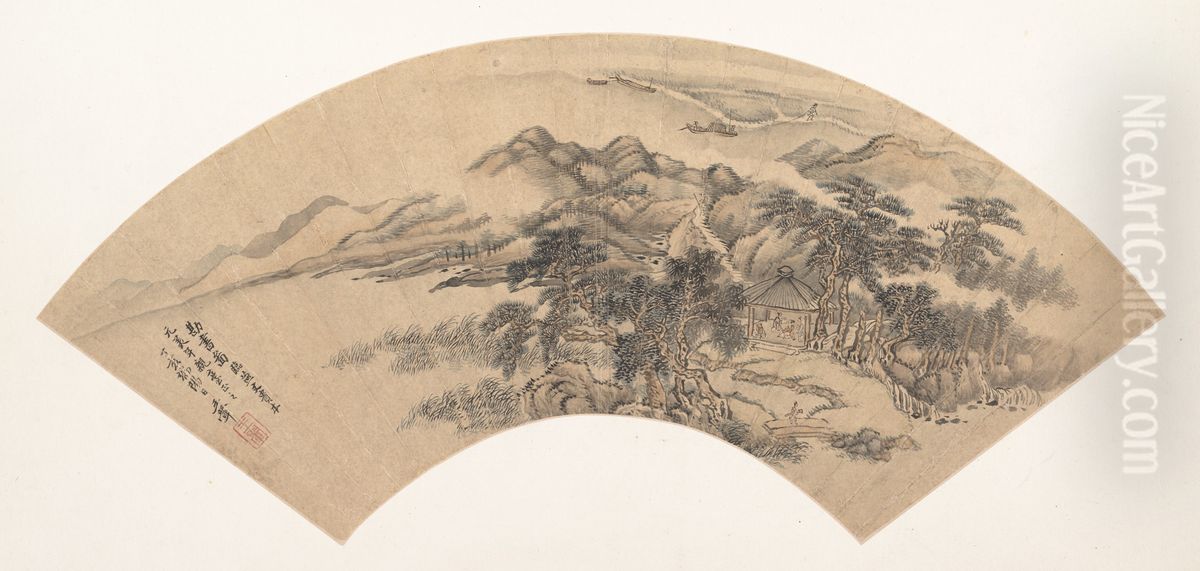 Landscape in the Style of Yan Wengui Oil Painting by Wang Hui