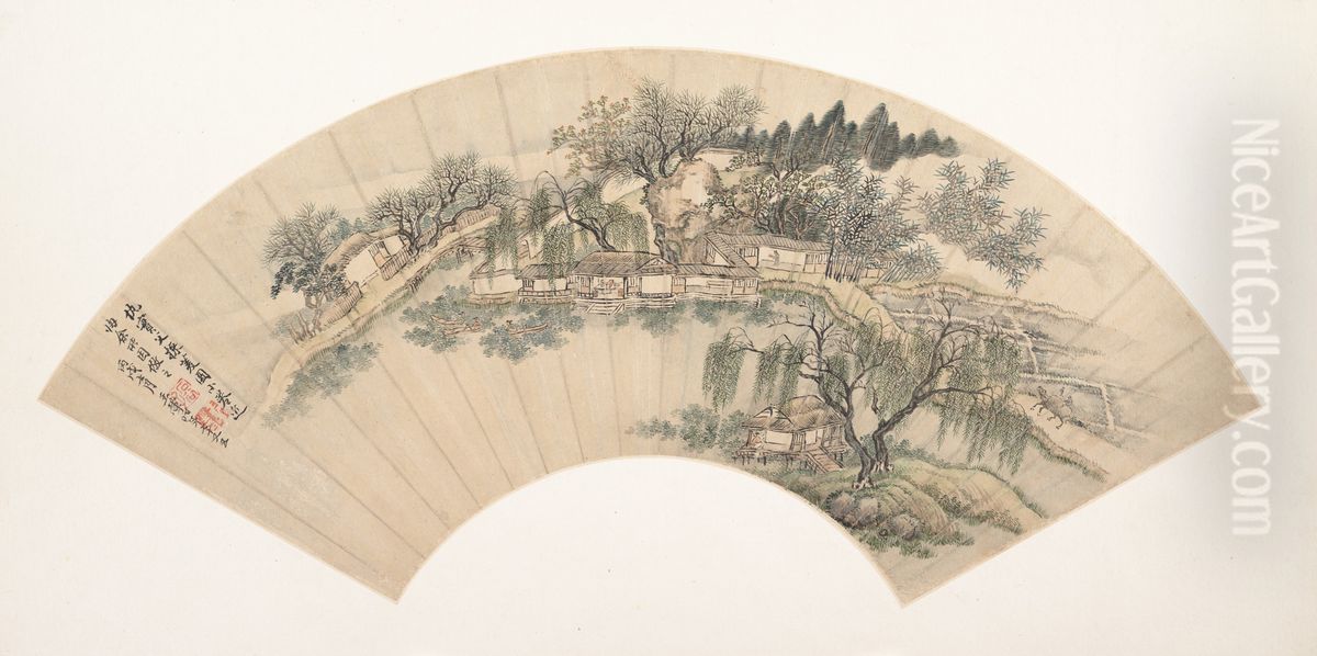 Gathering Water Chestnuts Oil Painting by Wang Hui