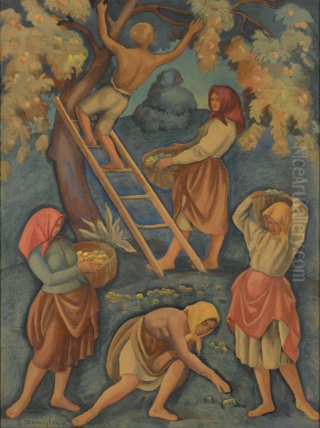 Owocobranie. Oil Painting by Wladyslaw Skoczylas