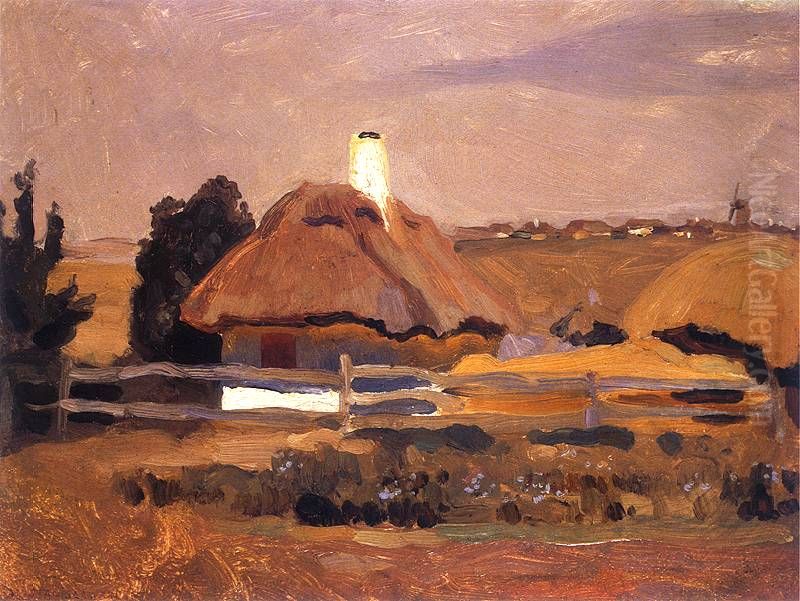 Hut in Popivka in Ukraine. Oil Painting by Jan Stanislawski