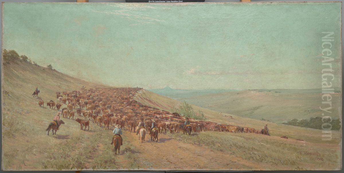 Driving the Herd Oil Painting by Frank Reaugh