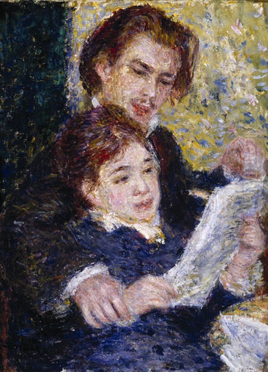 In the Studio (Georges Riviere and Marguerite Legrand) Oil Painting by Pierre Auguste Renoir