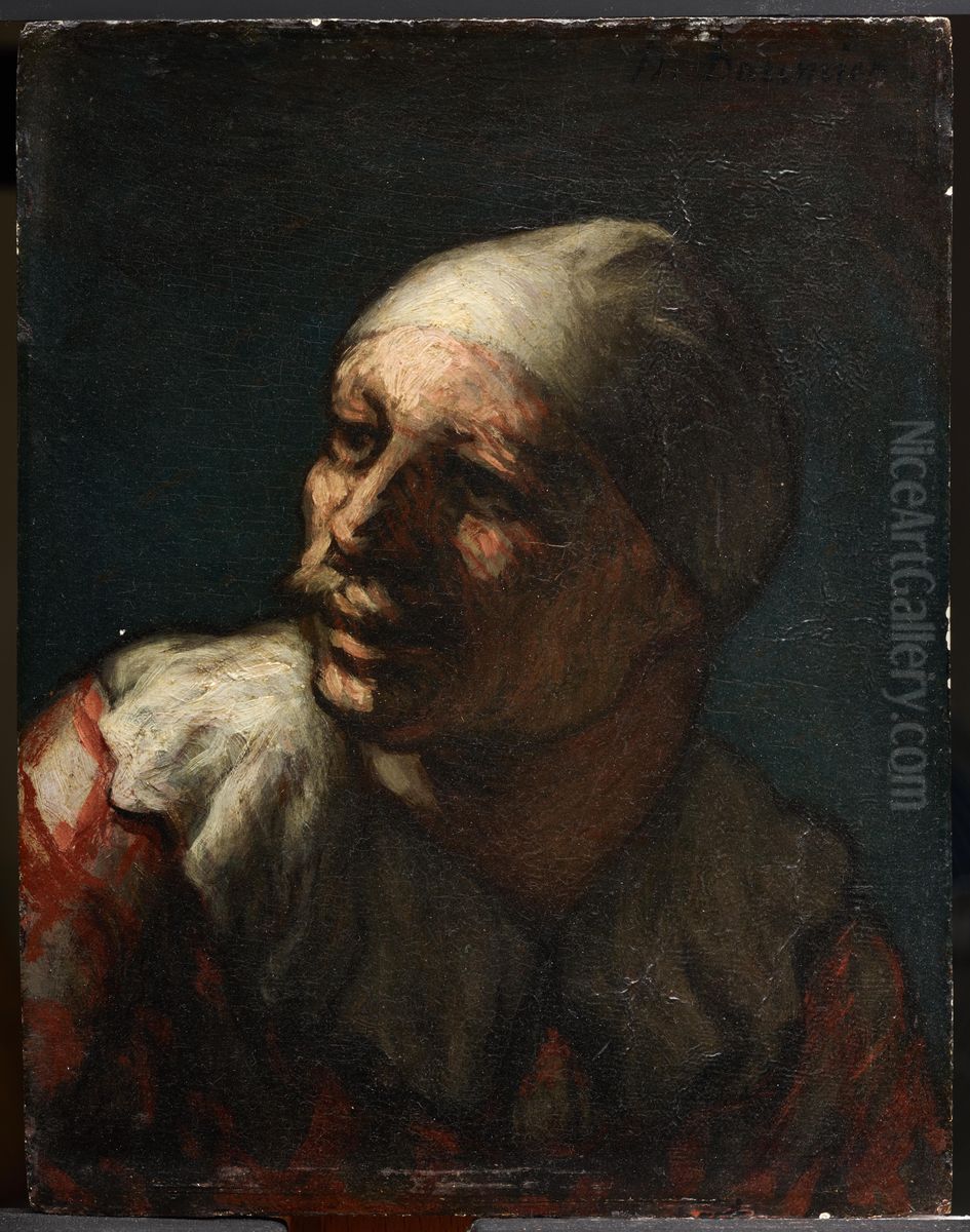 Head of Pasquin Oil Painting by Honore Daumier