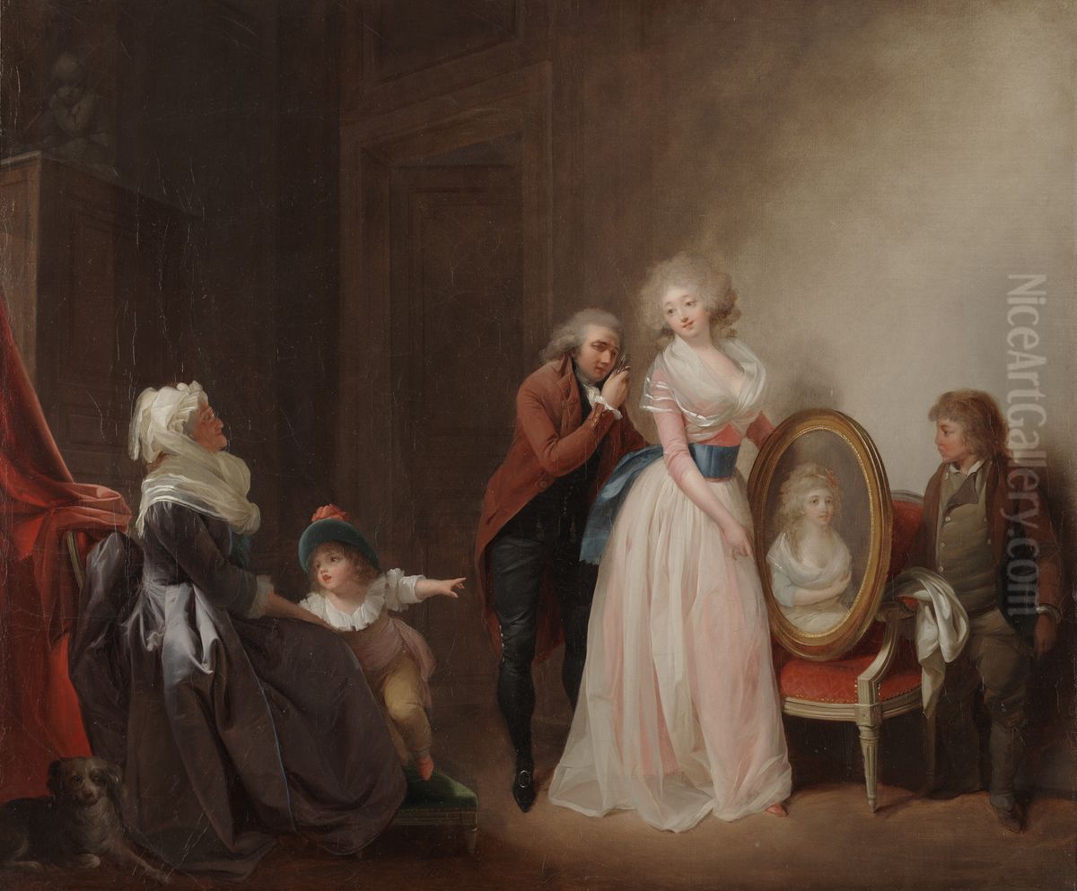 Woman Showing Her Portrait Oil Painting by Louis-Leopold Boilly