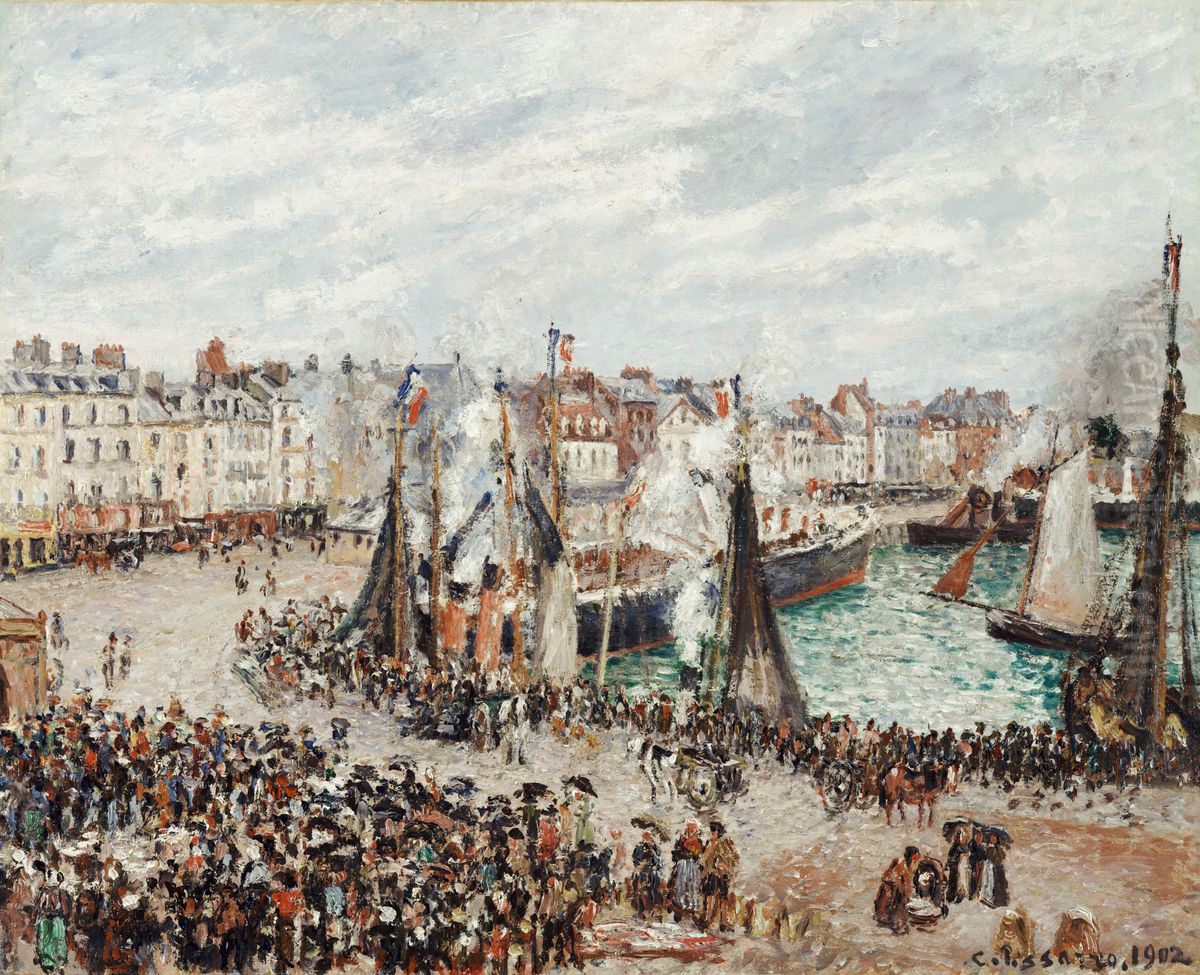 Grey Weather, Morning Oil Painting by Camille Pissarro