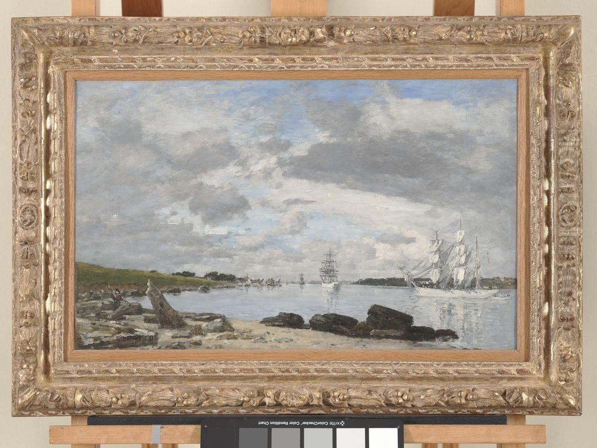 The Bay at the Mouth of the River Elorn, Landerneau Oil Painting by Eugene Louis Boudin