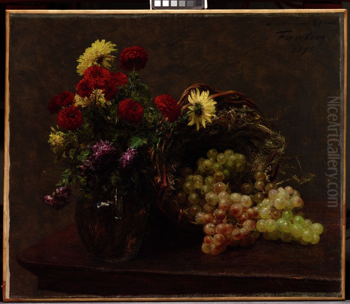 Flowers and Grapes Oil Painting by Henri Fantin-Latour