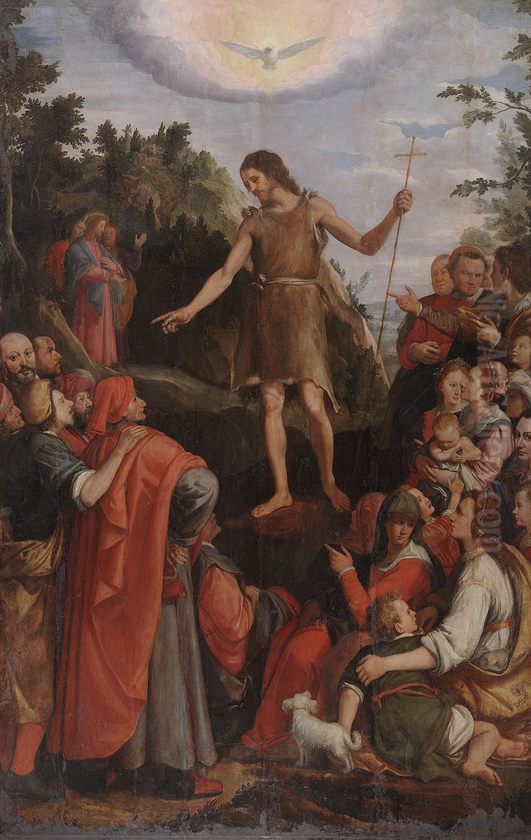 St. John the Baptist Preaching in the Wilderness Oil Painting by Santi Di Tito