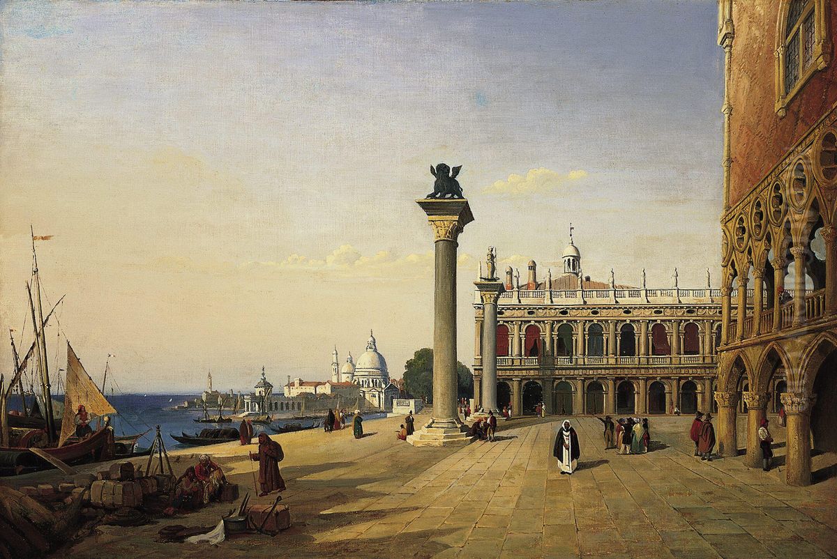 Venise, La Piazetta Oil Painting by Jean-Baptiste Camille Corot