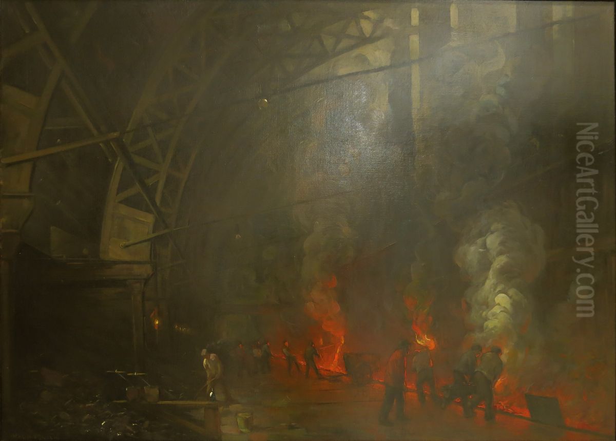 Ovenhallen van de voormalige Oostergasfabriek Oil Painting by Herman Heijenbrock