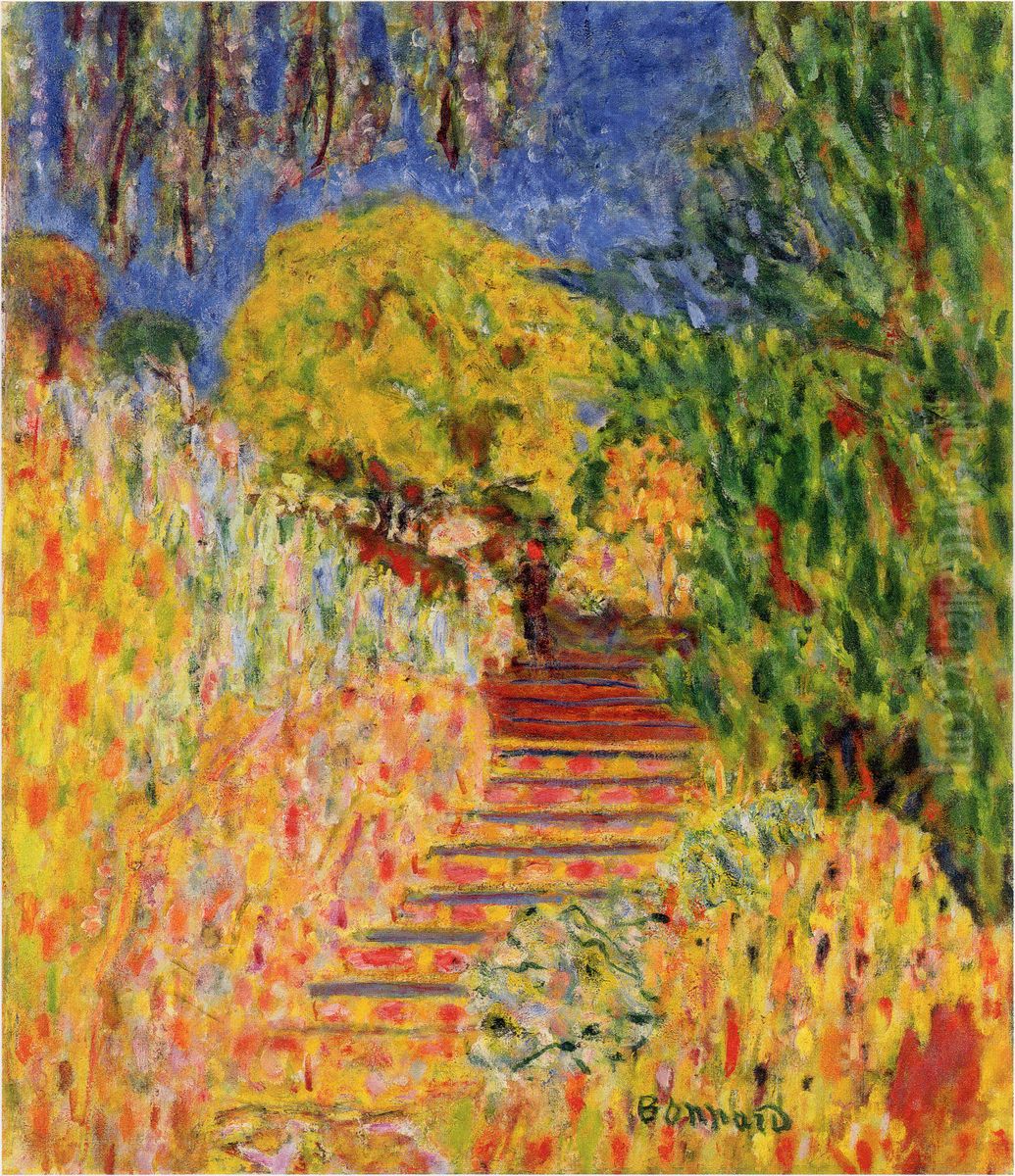 Stairs with Mimosa Oil Painting by Pierre Bonnard