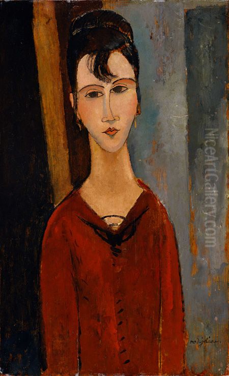 Portrait of a Woman (Mme C.D.) Oil Painting by Amedeo Modigliani