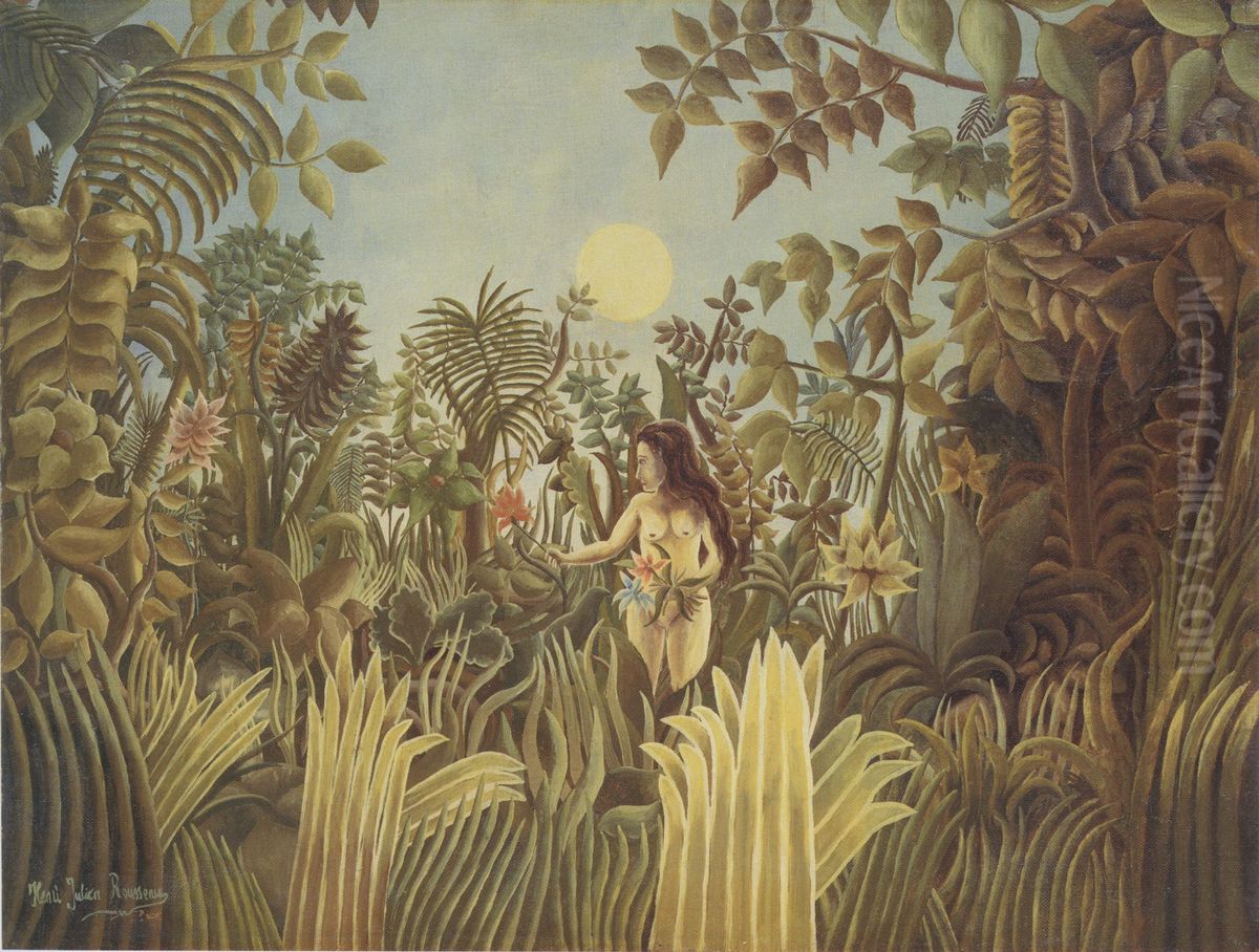 Eve in the Garden of Eden Oil Painting by Henri Julien Rousseau