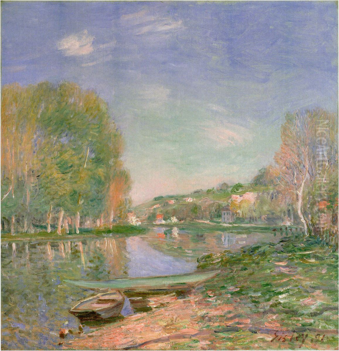 Banks of the Loing River, Morning Oil Painting by Alfred Sisley