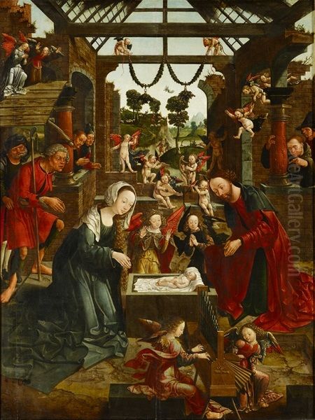 The Adoration of the Shepherds Oil Painting by Jacob Cornelisz Van Oostsanen