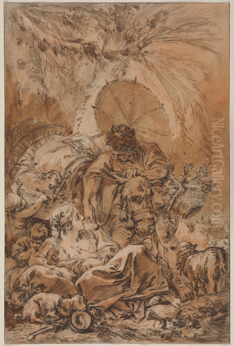 The Departure of Jacob Oil Painting by Francois Boucher