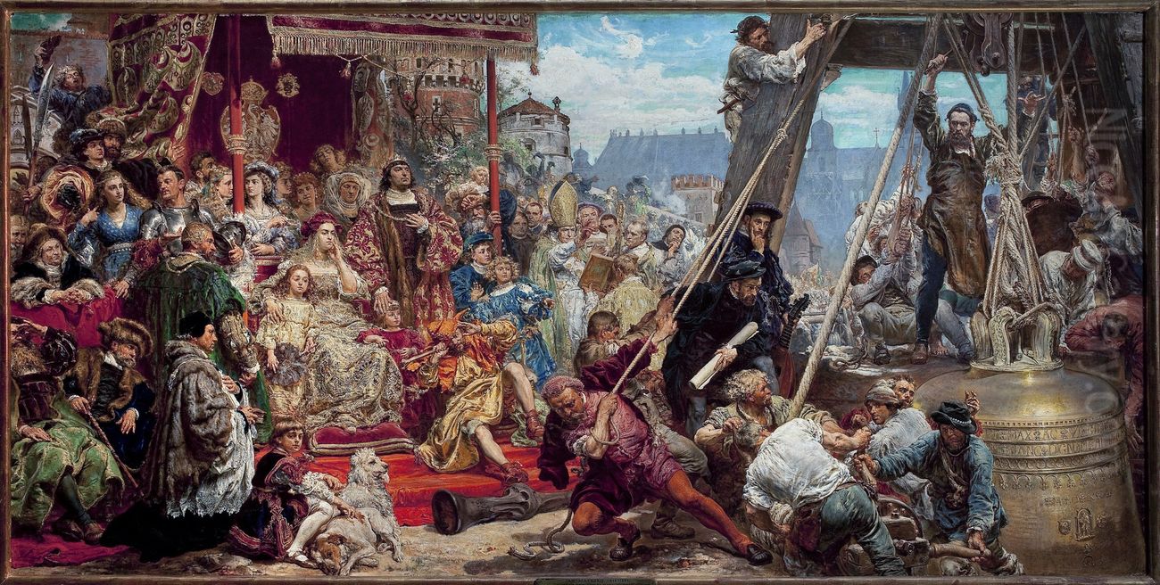 Hanging of the Sigismund bell at the Cathedral Tower in 1521 in Krakow Oil Painting by Jan Matejko