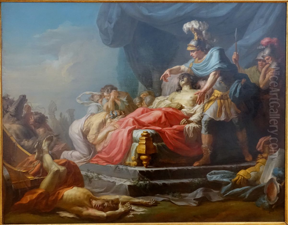 Achilles Displaying the Body of Hector at the Feet of Patroclus Oil Painting by Jean-Joseph Taillasson