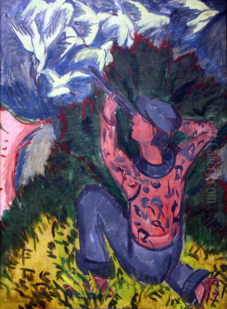 Seagull Hunter in the Woods Oil Painting by Ernst Ludwig Kirchner