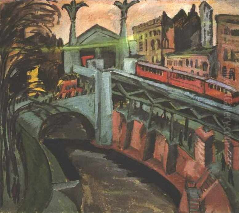 Hallesches Tor Oil Painting by Ernst Ludwig Kirchner