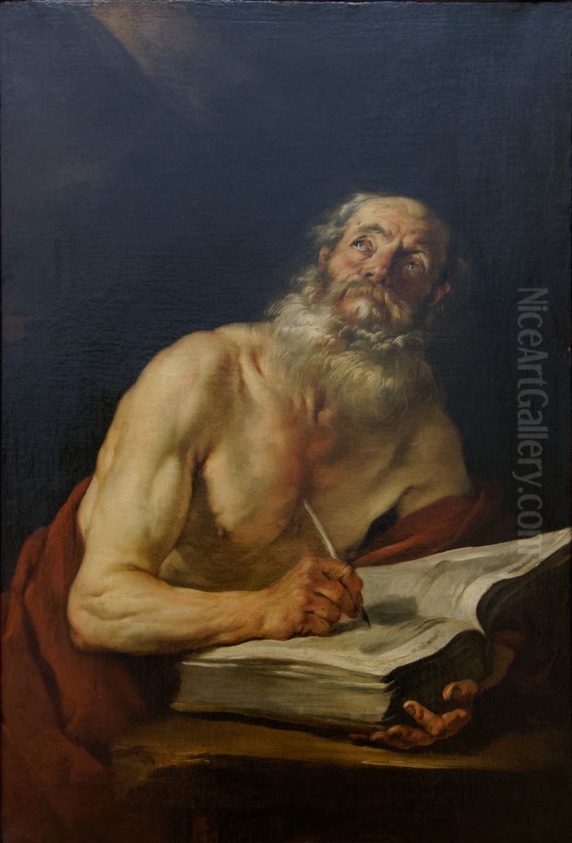 Saint Jerome ecrivant Oil Painting by Jacques Blanchard