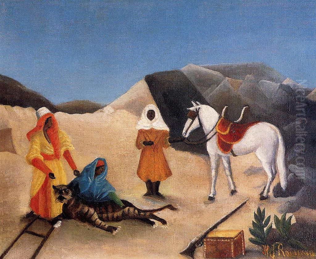 The tiger hunt Oil Painting by Henri Julien Rousseau