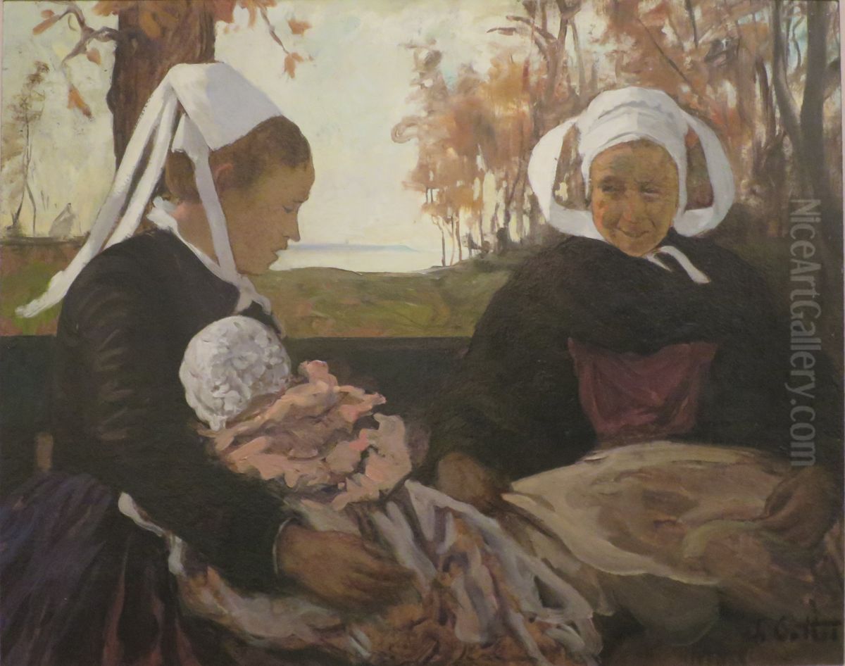 The Three Generations Oil Painting by Charles Cottet