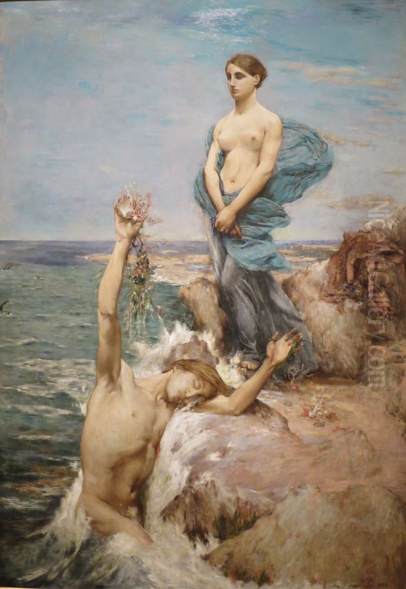 The Diver - The Coral Fisherman Oil Painting by Ary Renan